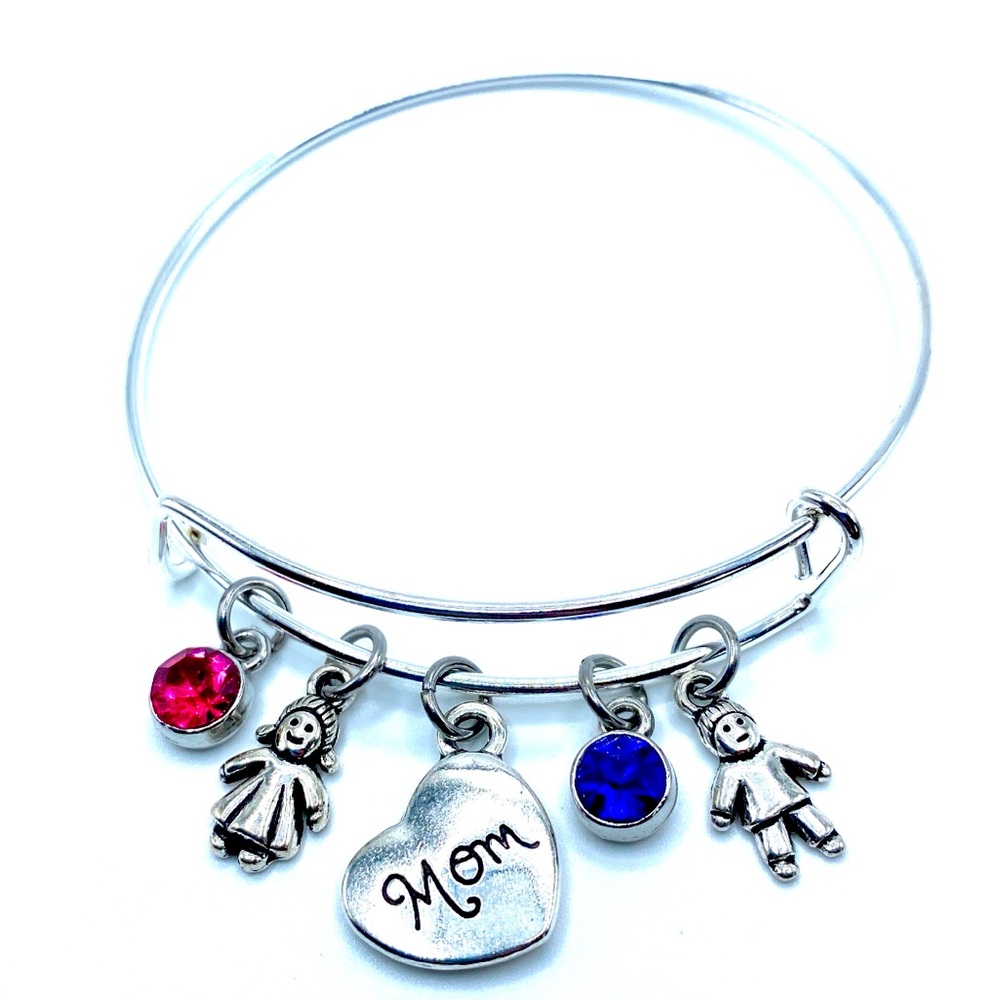 Personalized Mother Charm Bracelet Birthstones
